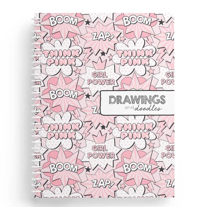 SuperGirl Print Sketchbook | 8.5 x 11 Size | 50 Blank Pages for wholesale by Two Giggles