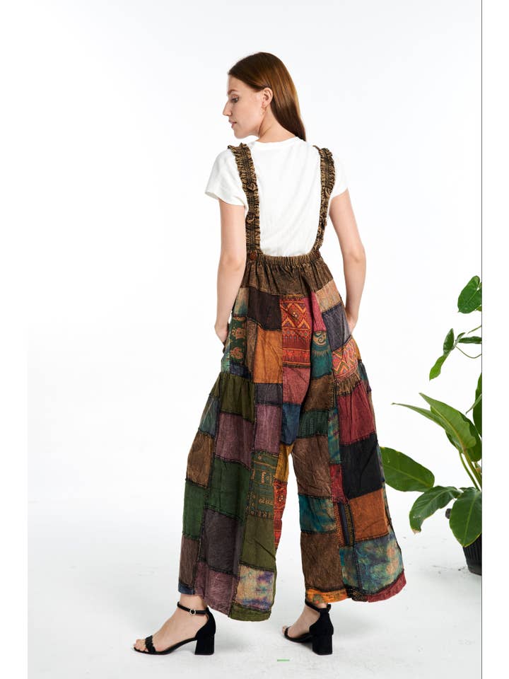 Kathmandu Imports - Vente Combinaison – femme - Combinaison à jambes larges en patchwork (TH-1782)6