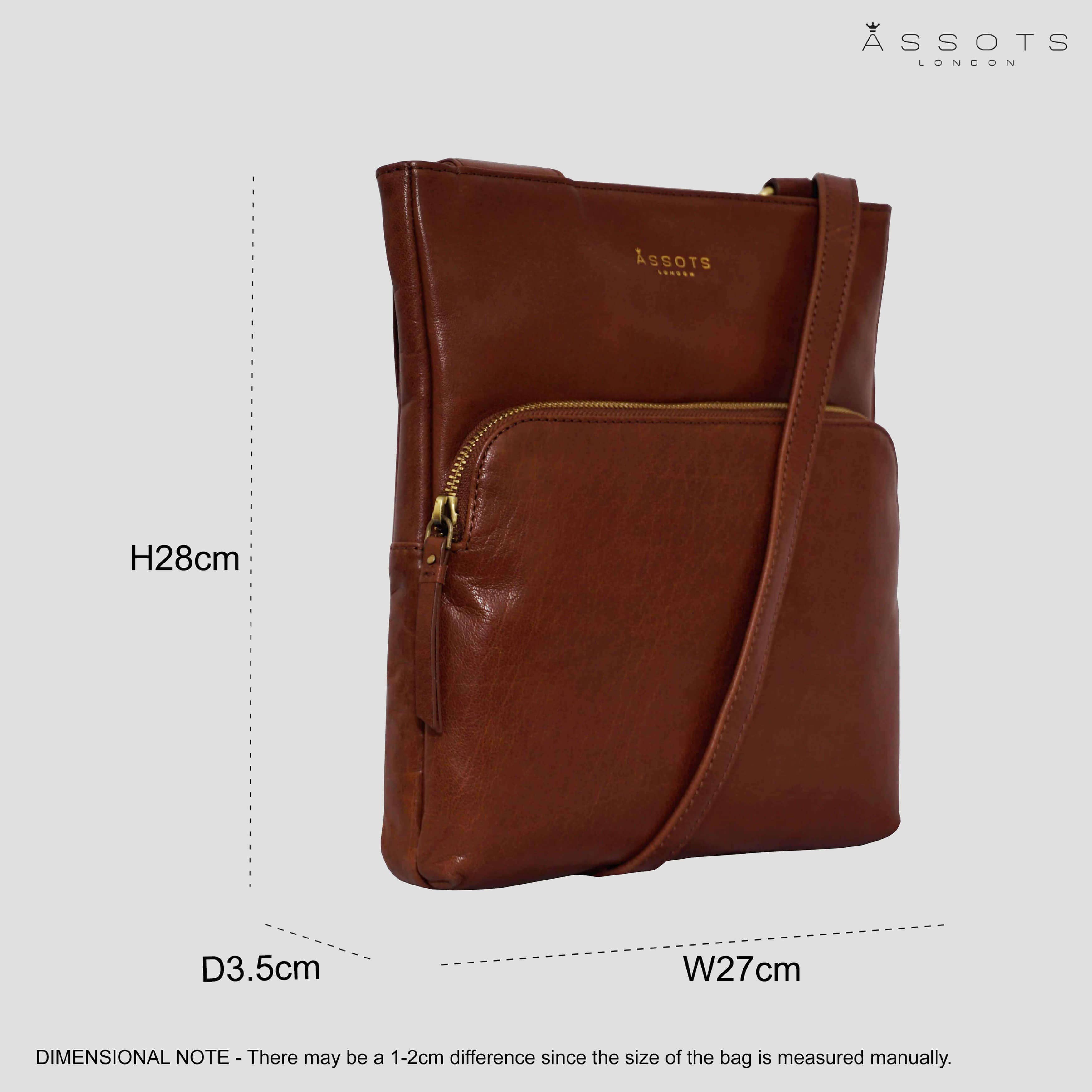 Assots London - Wholesale Crossbody Bag - Women's - 'CANARY' Brown Vintage Leather Crossbody bag3