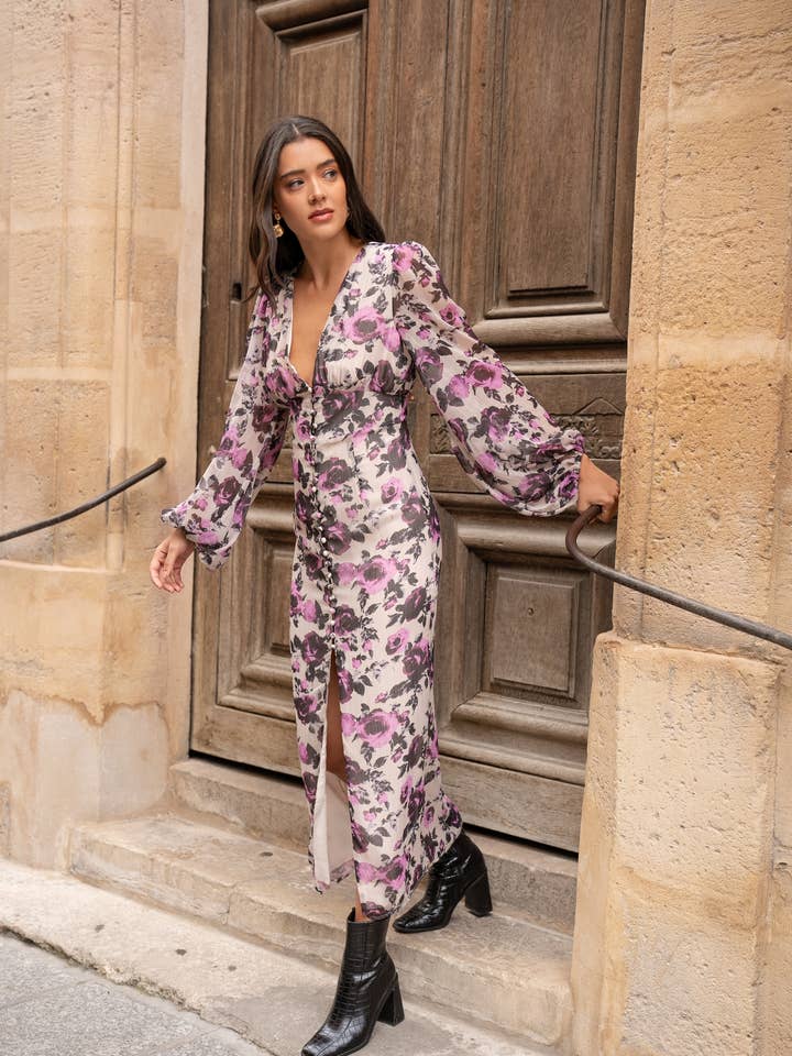 CHOKLATE PARIS - Wholesale Dress - Women's - Long dress Malmö floral print - 810511