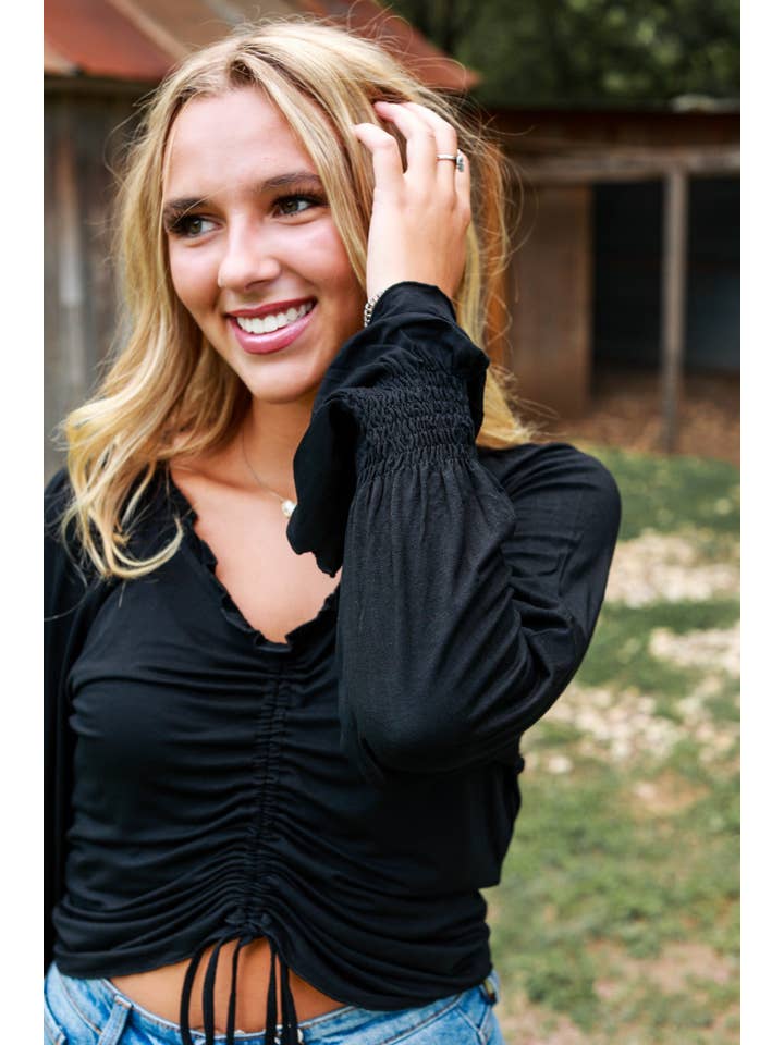 Let's Go Ladies Contemporary Top in Black for wholesale on Faire1