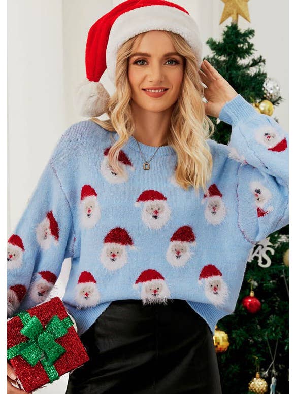 Miss Sparkling - Wholesale Knit Sweater - Women's - Santa Claus Sweater