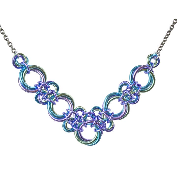 Knotted Metal V Necklace - Cosmic Unicorn for wholesale by Rebeca Mojica Jewelry
