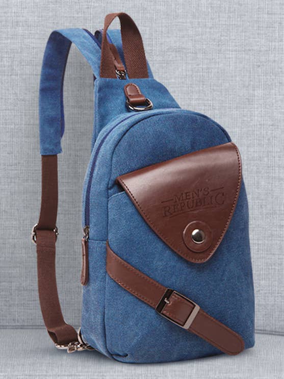 Men's Republic Canvas Sling Bag Backpack - Blue for wholesale by Men's Republic