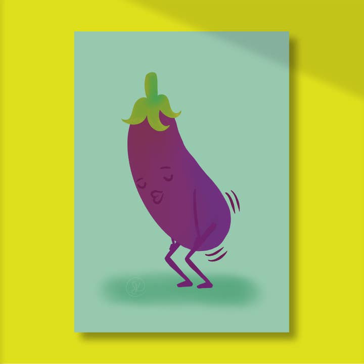 Twerking Eggplant Gicleé Archival Cotton Fiber Print for wholesale by What is Sam Doing