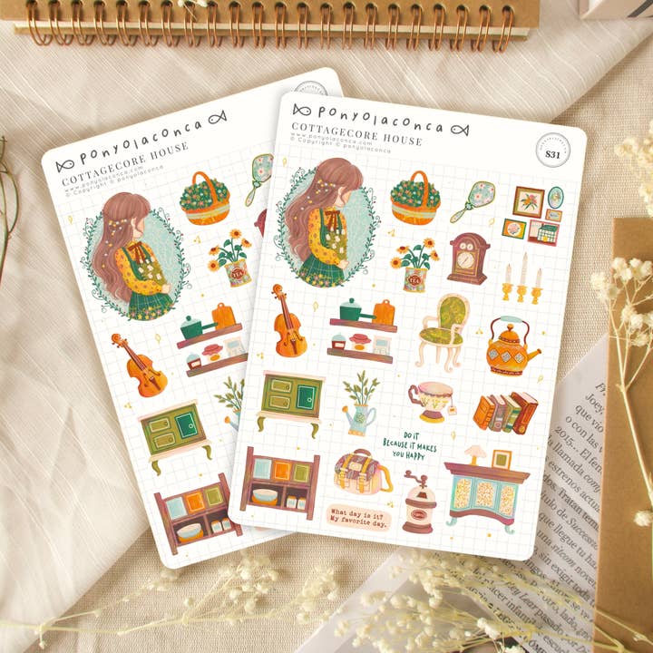 Cottagecore House stickervel voor wholesale door ponyolaconca