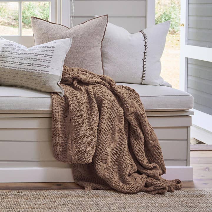Heirloom Hand Knitted Throw - Clay for wholesale on Faire