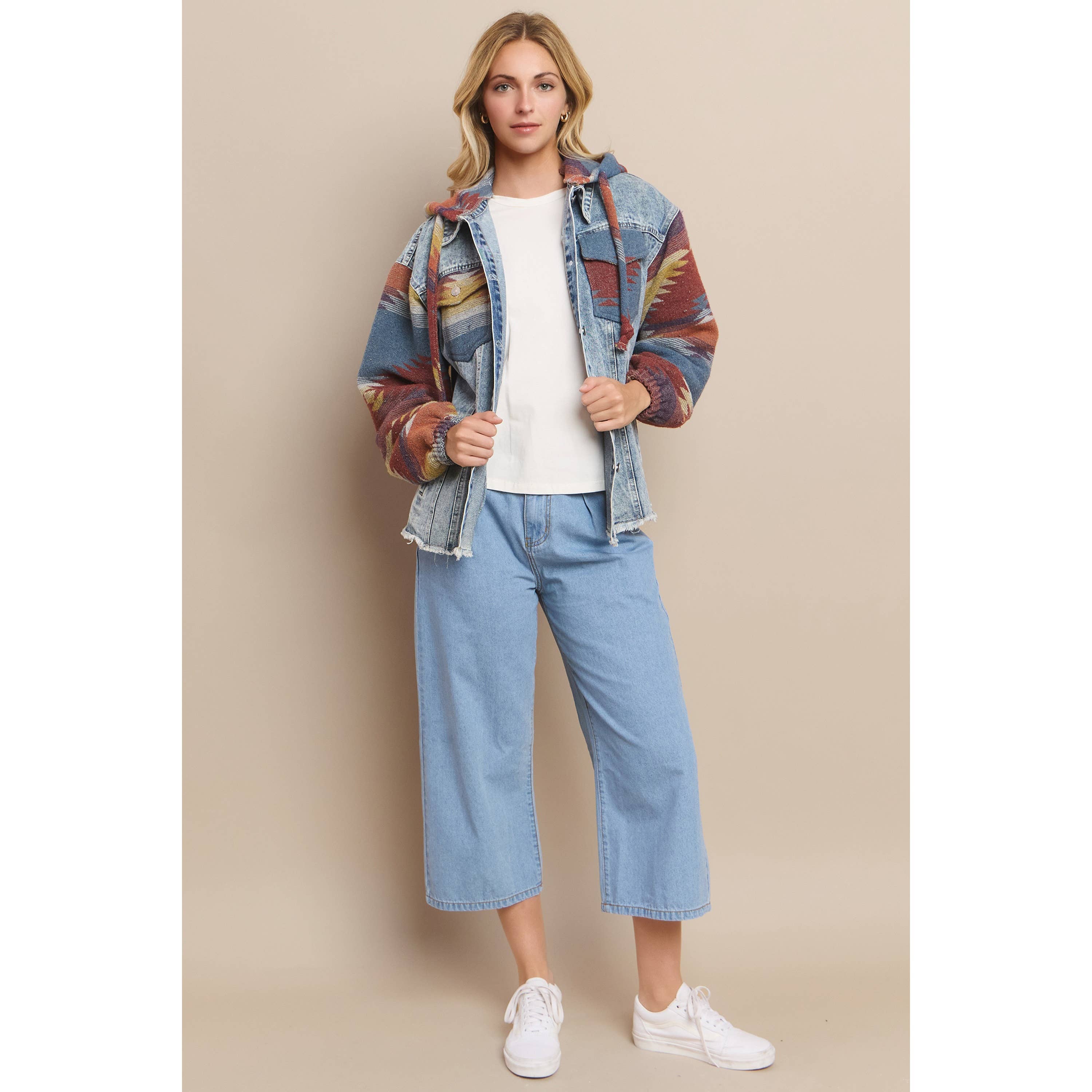 Mapcie – wholesale Shirt Jacket/Shacket - Women’s – WASHED AZTEC DENIM SHACKET WITH POCKET10