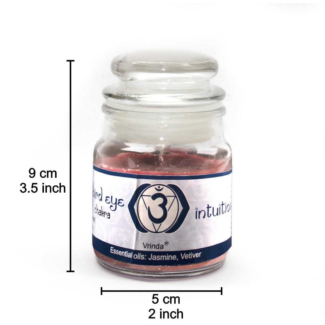Vrinda - Vente Bougie en bocal - Vrinda 7 Bougies en Pot Chakra Indigo, Parfumées Troisième Œil Chakra Ajna-3oz
