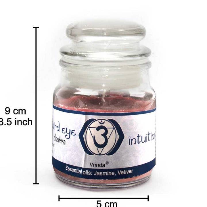 Vrinda - Vente Bougie en bocal - Vrinda 7 Bougies en Pot Chakra Indigo, Parfumées Troisième Œil Chakra Ajna-3oz0