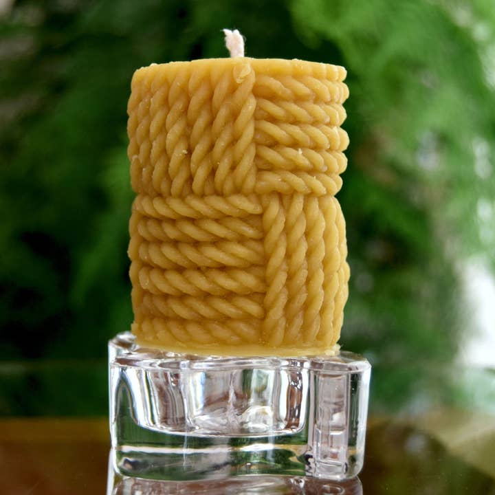 Natural Beeswax Pillar Candle - Nautical Rope for wholesale by Beelight Candles