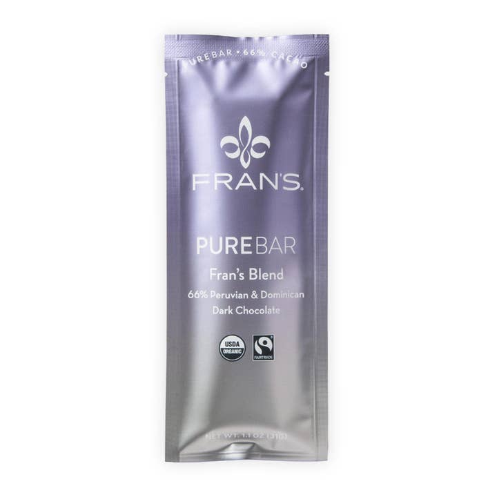 Fran's Chocolate Pure Bar - 65% Peruvian & Dominican 1.1 OZ for wholesale by Crown Pacific Fine Foods