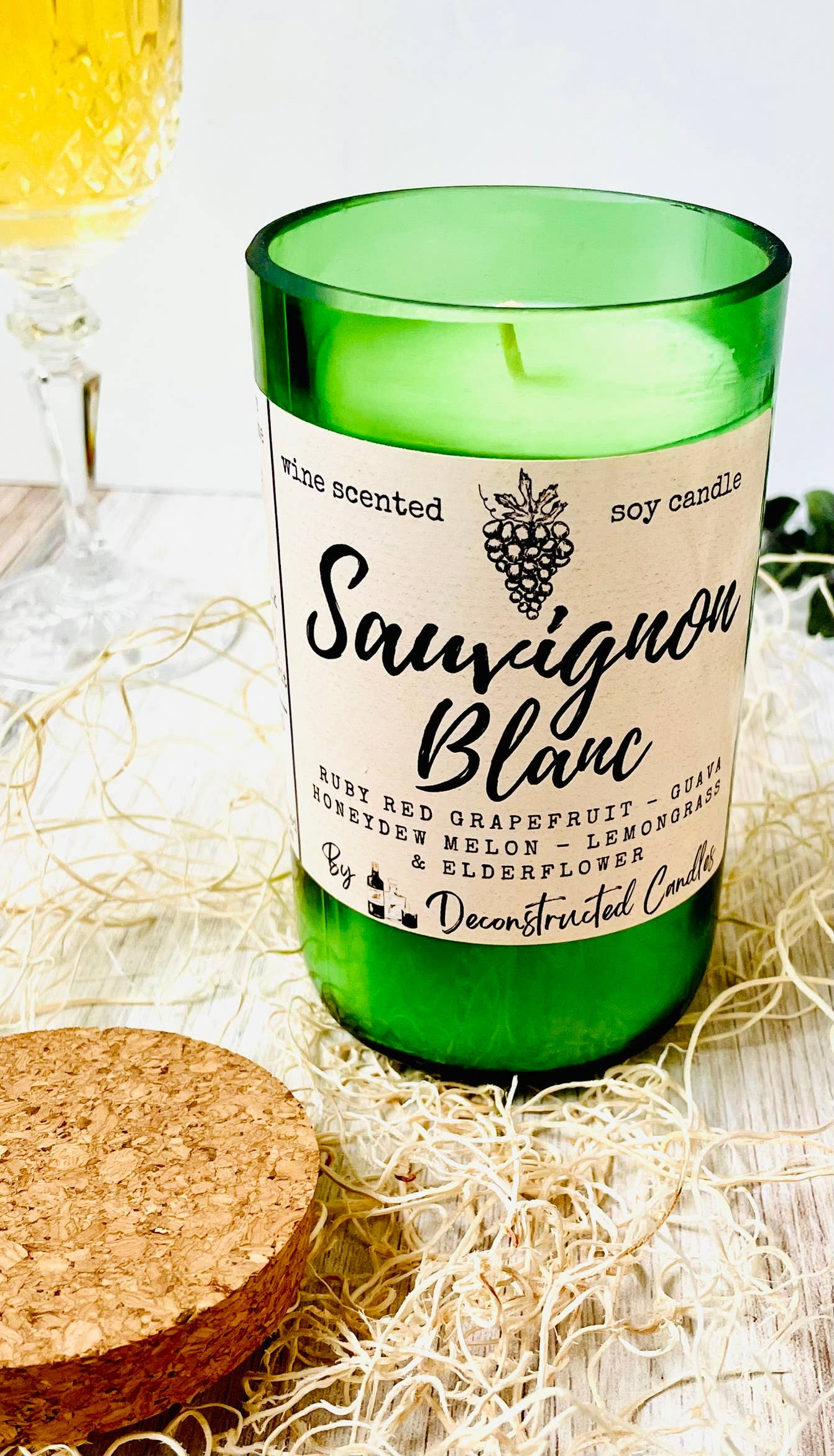 deconstructed candles – Engroshandel Glaslys – Vinflaskelys Korktop duftende af Wine Expert Soy Wax19