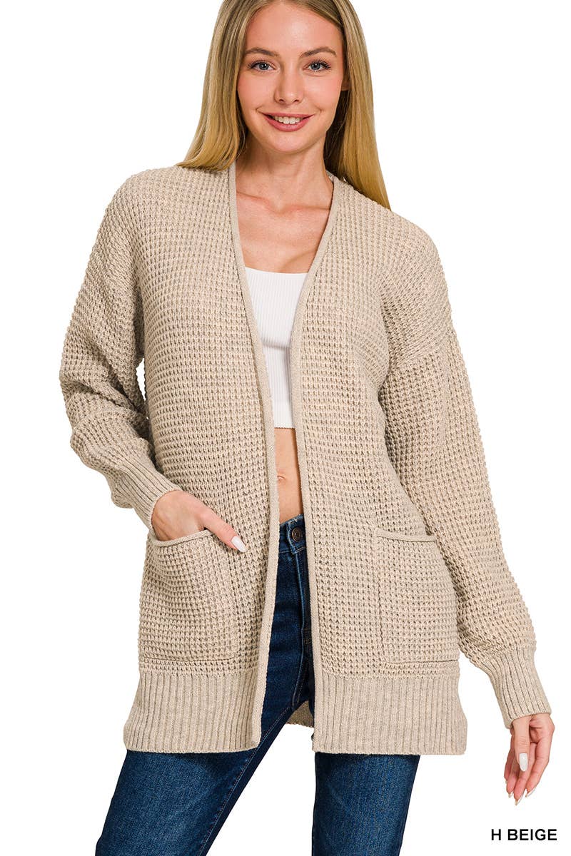 Vanilla Monkey – wholesale Cardigan – Women’s – Low Gauge Waffle Open Cardigan Sweater7