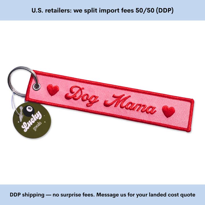 Lucky Goods Paper - Wholesale Keychain - Women's - Dog Mama Embroidered Keychain0