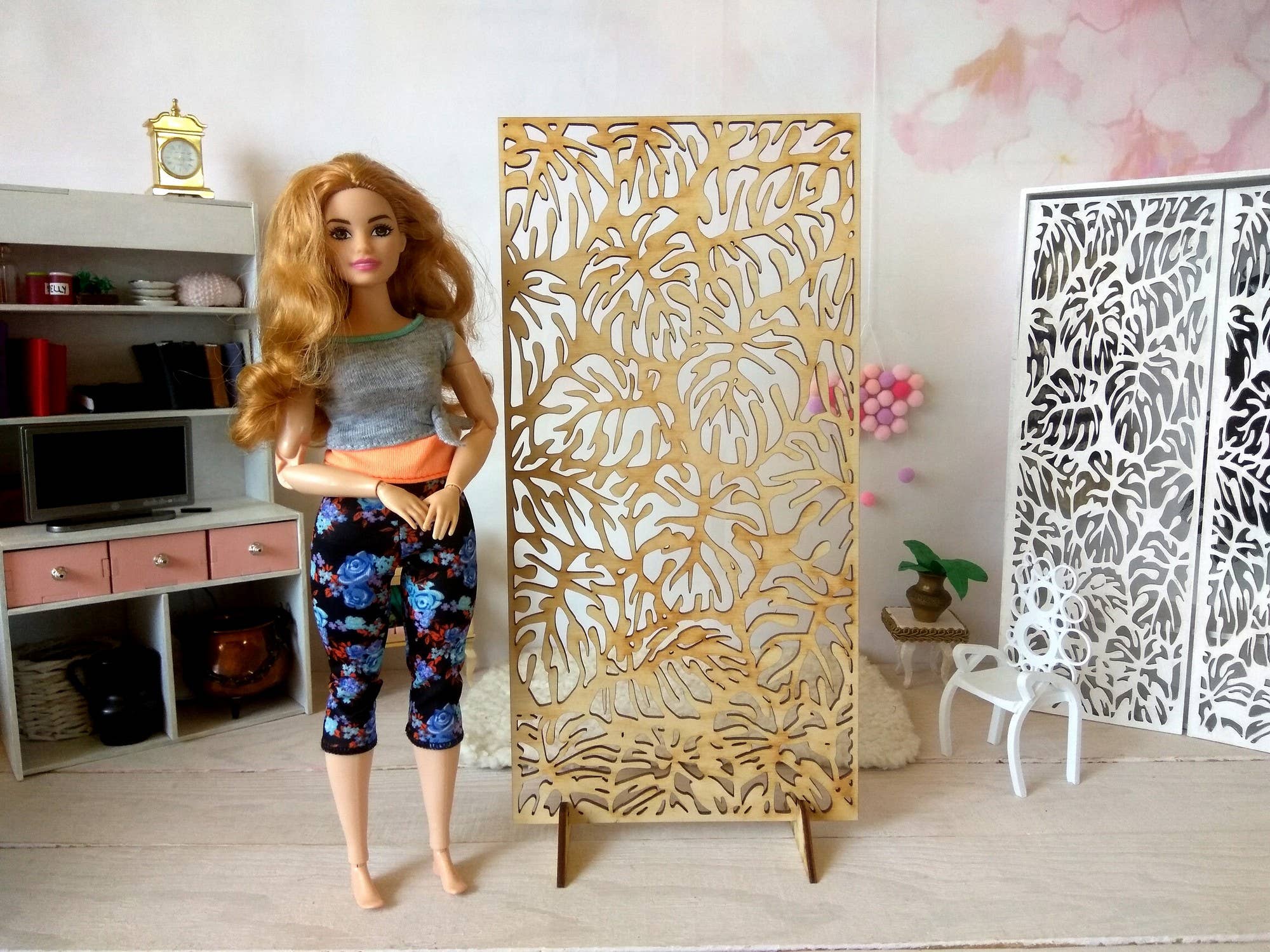 Lenasminiland - Wholesale Doll Accessory Kit - Kids - Miniature dressing screen, Monstera room divider furniture6
