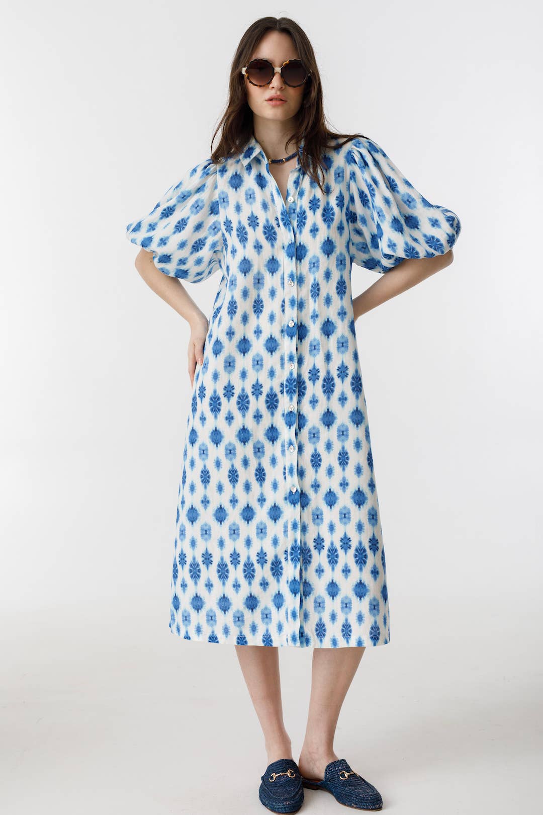 Angel Linen Dress - Hamptons Print for wholesale on Faire5