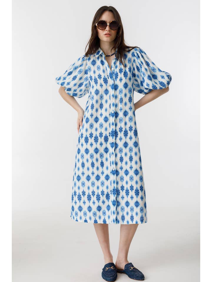 Angel Linen Dress - Hamptons Print for wholesale on Faire5
