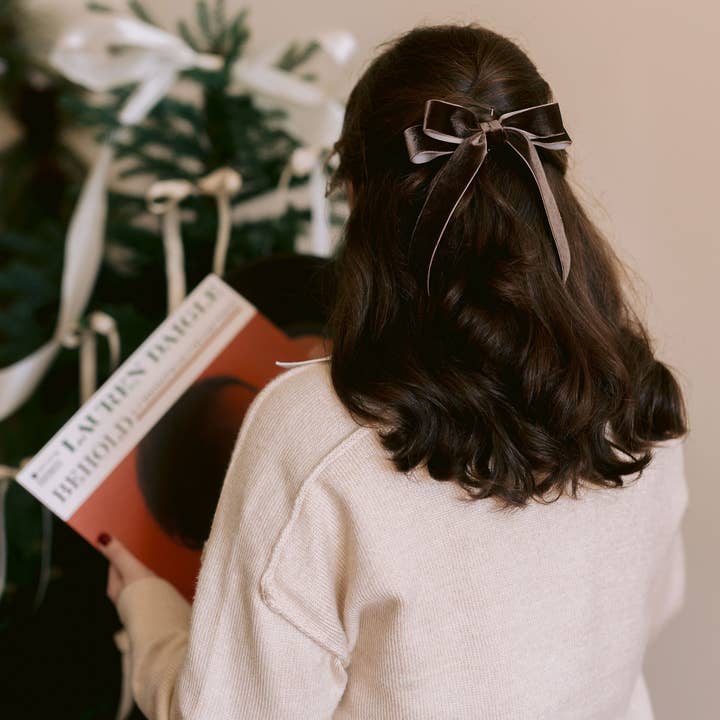 Grace & Grandeur - Wholesale Hair Bow - Women's - Short Velvet Hair Bow Barrette | Alice Bow - Short Length2