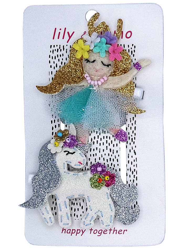 Glitter Twinkle Friends Kids Hair Clips- Pretty Pastels for wholesale by Lily and Momo