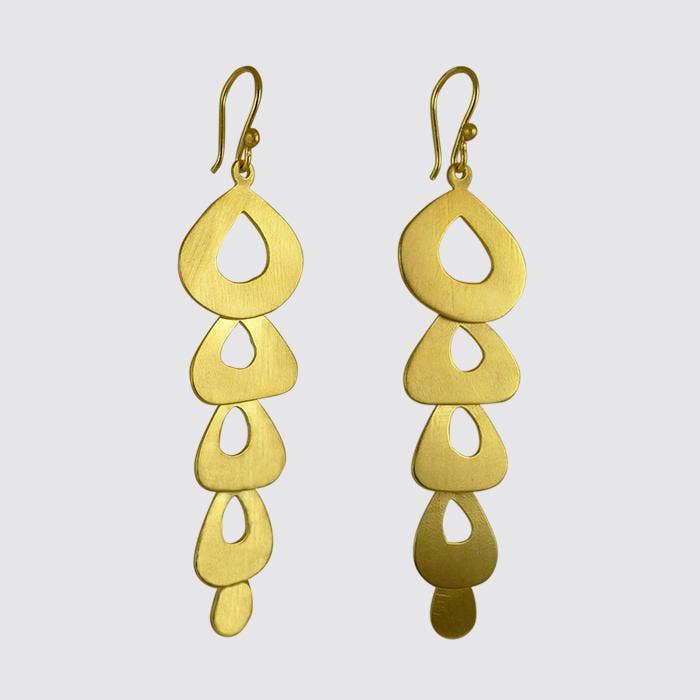 Jane Diaz NY - Vente Boucles d'oreilles pendantes - Gouttes de cacade bio à cinq niveaux1