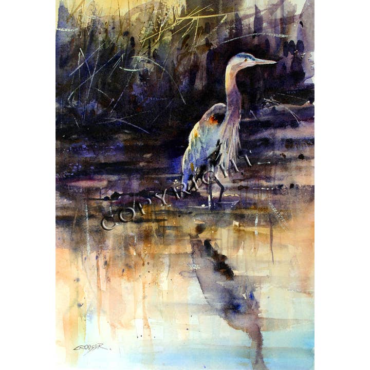 5 x 7" Greeting Card 'HERON' for wholesale by The Art of Dean Crouser Greeting Cards & Stickers