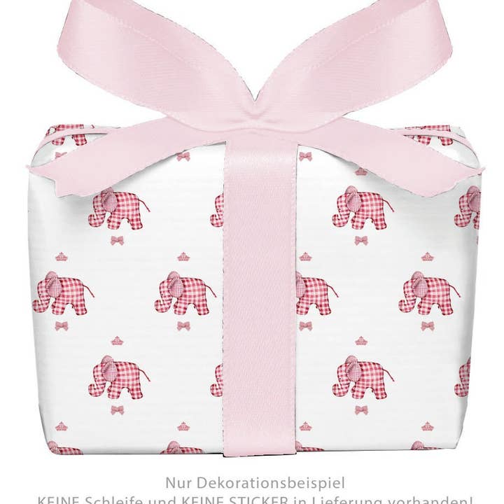 Geschenkpapier Set 3 Bögen Elefant Rosa Weiß Geschenke für den Großhandel von fioniony®