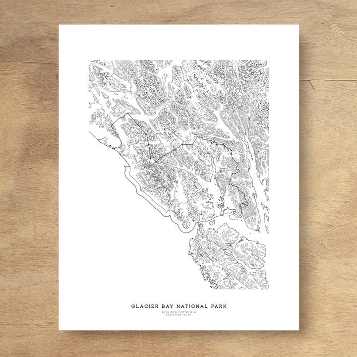 Glacier Bay National Park Topographic Map Art Poster Print for wholesale by Topographia Design