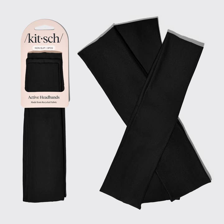 Recycled Active Headbands 3pc Set- Black for wholesale by KITSCH