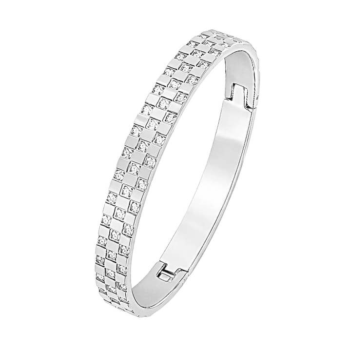 BG104W B.Tiff Pavé Trellis Bangle Bracelet for wholesale by B.Tiff