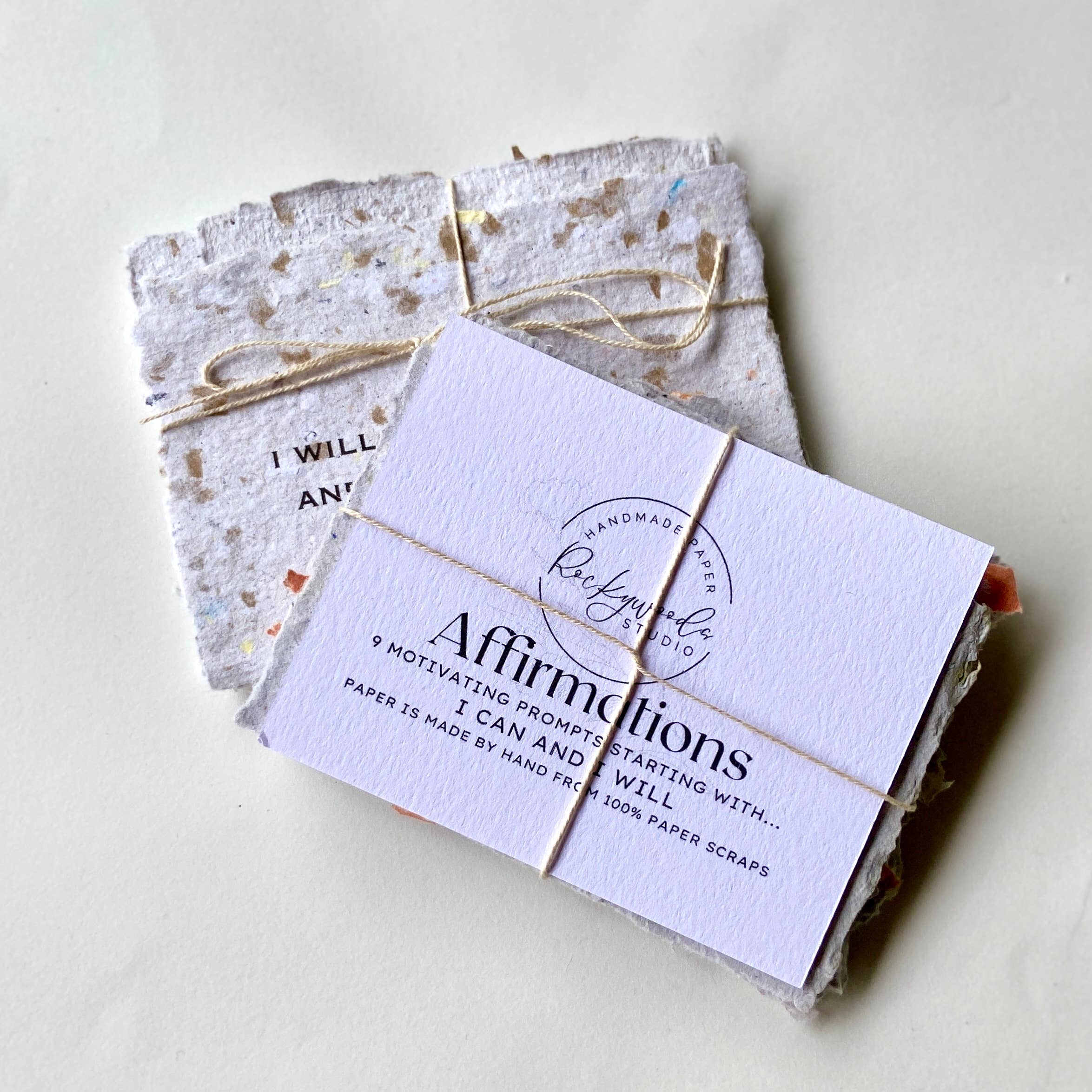 Rockywoods Studio - Wholesale Stationery/Notecard Set - I CAN AND I WILL Affirmation Cards on Handmade Paper1