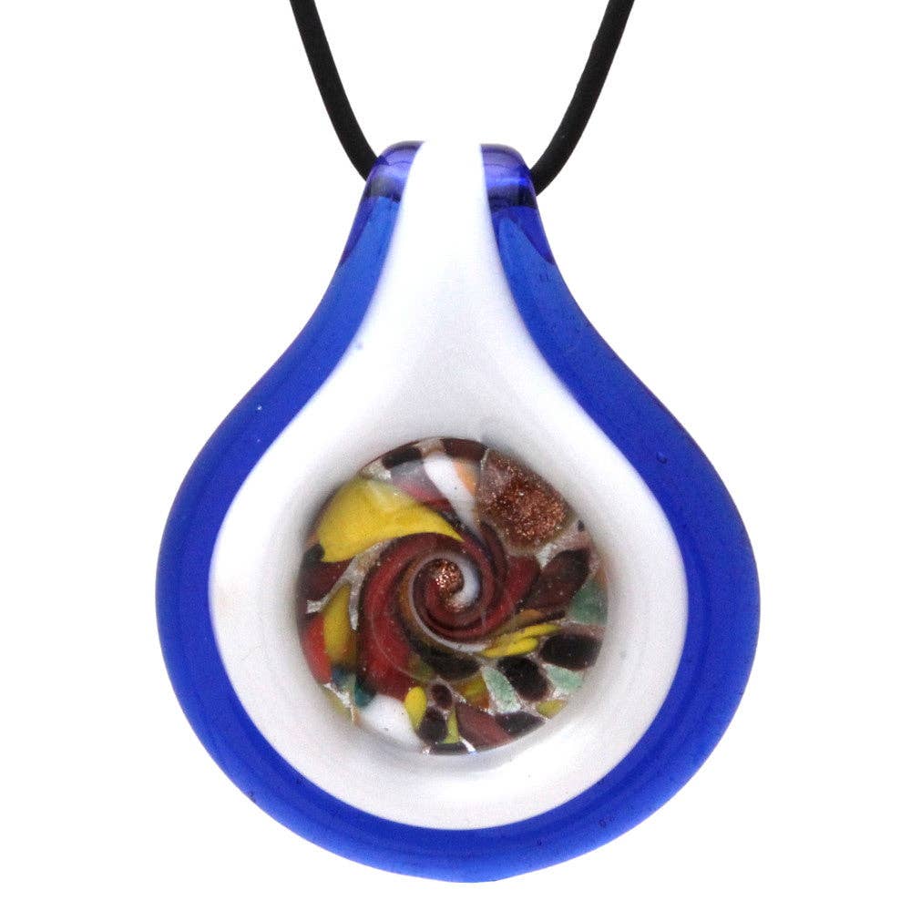 BESHEEK JEWELRY - Wholesale Individual Charm/Pendant - Blown Glass Lampwork Blue and White Teardrop Button Pendant0