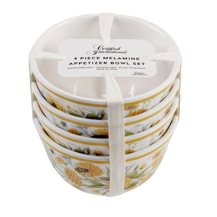 Certified International - Wholesale Condiment/Dip Bowl - Bee Sweet Gift Melamine Set of 4 4in Dipping Bowls