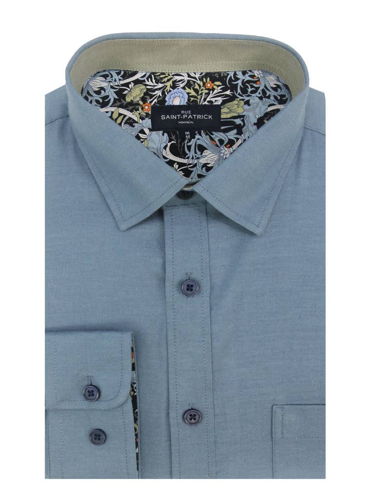 Antrim Stretch Oxford-skjorta i Bluestone för wholesale av Rue Saint-Patrick