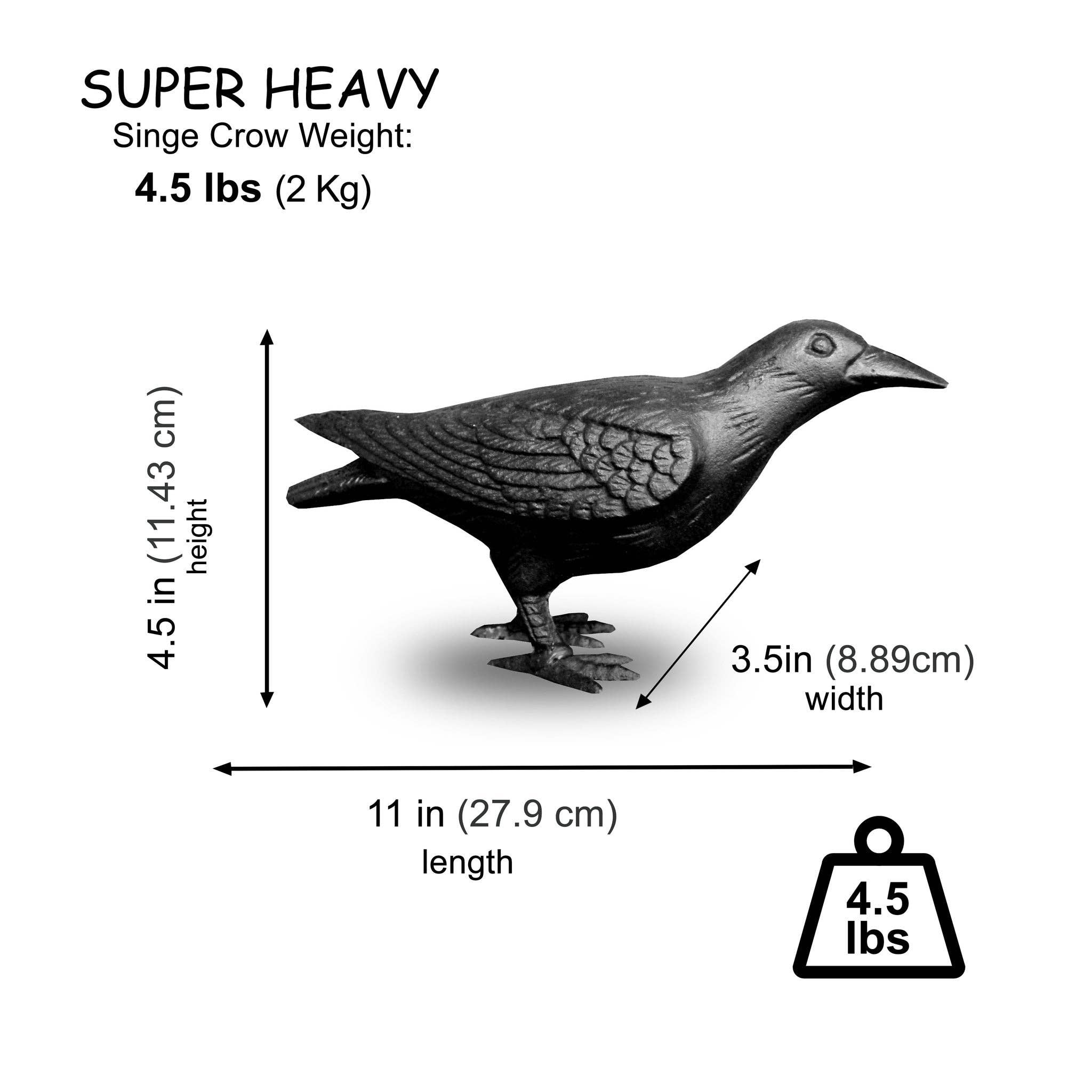 NACH - Wholesale Decorative Figurine - Cast Iron Crow, Head Up, Black2