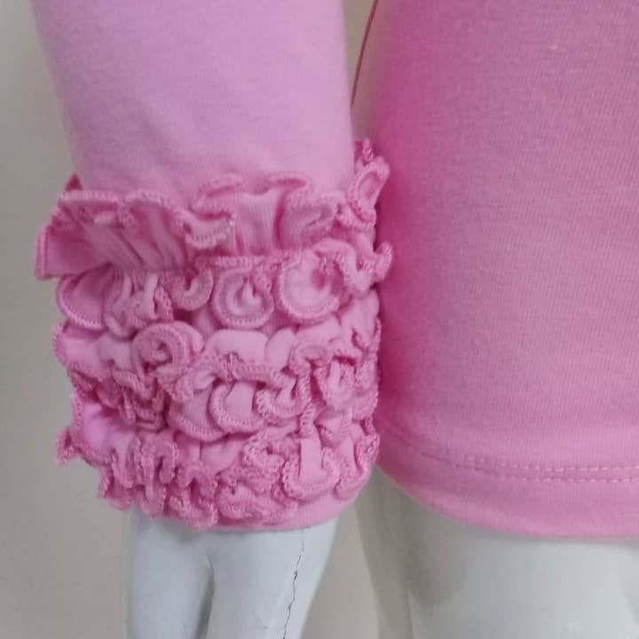 AnnLoren - Wholesale T-Shirt - Kids - AnnLoren Girls Pink Ruffle Layering Long Sleeve Shirt Kids2