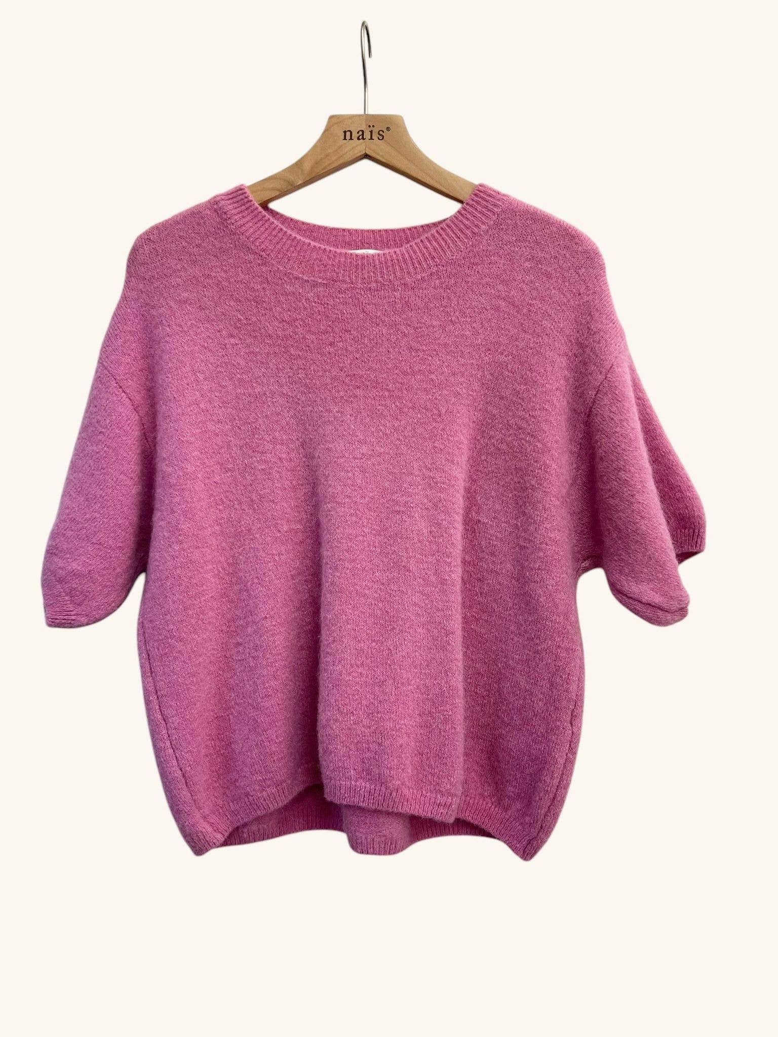 NAÏS PARIS - Wholesale Knit Sweater - Women's - ROUND NECK SHORT SLEEVE SWEATER IN SUPERFINE ALPACA35