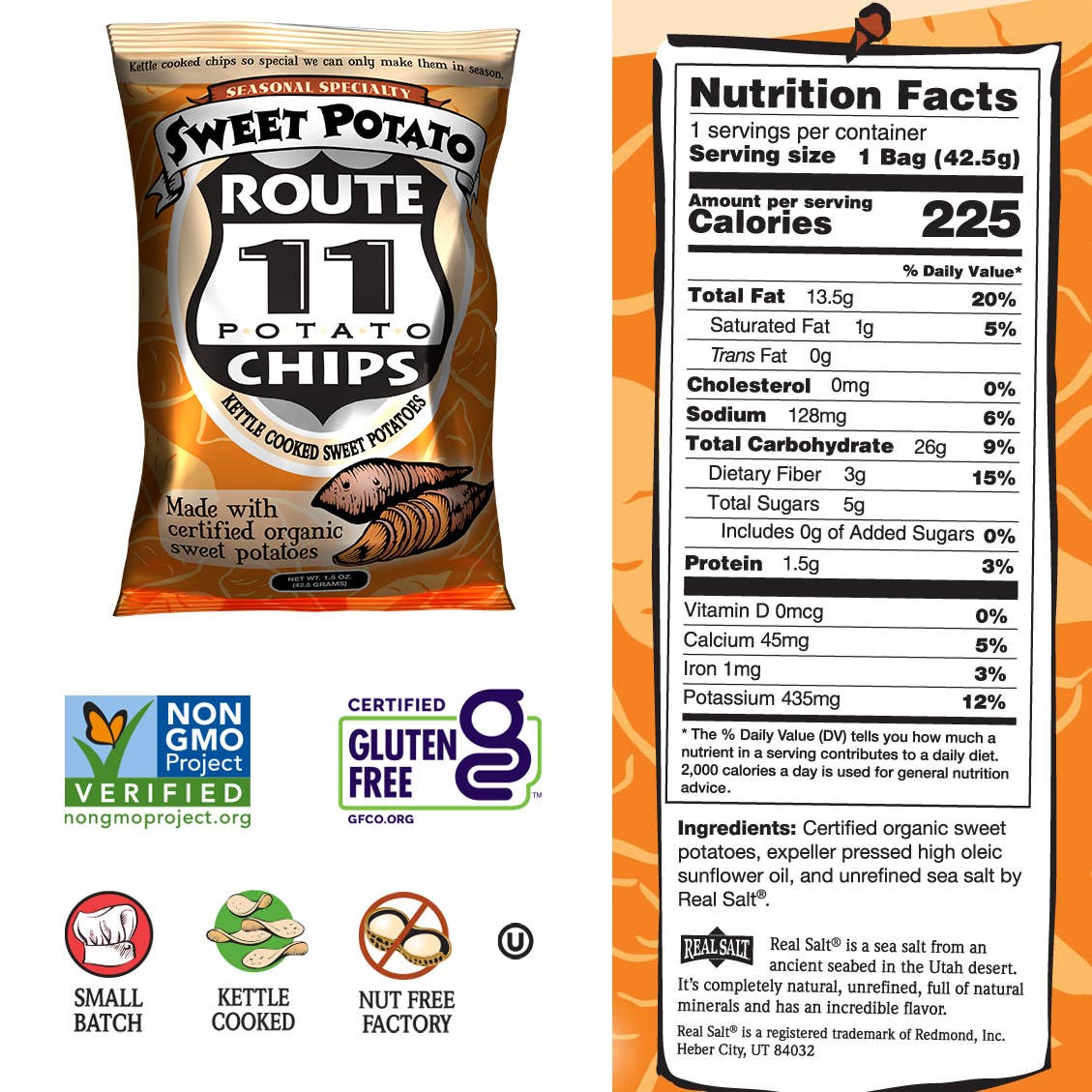 Route 11 Potato Chips - Vente Chips - Croustilles de patate douce Route 11 (1,5 oz)2
