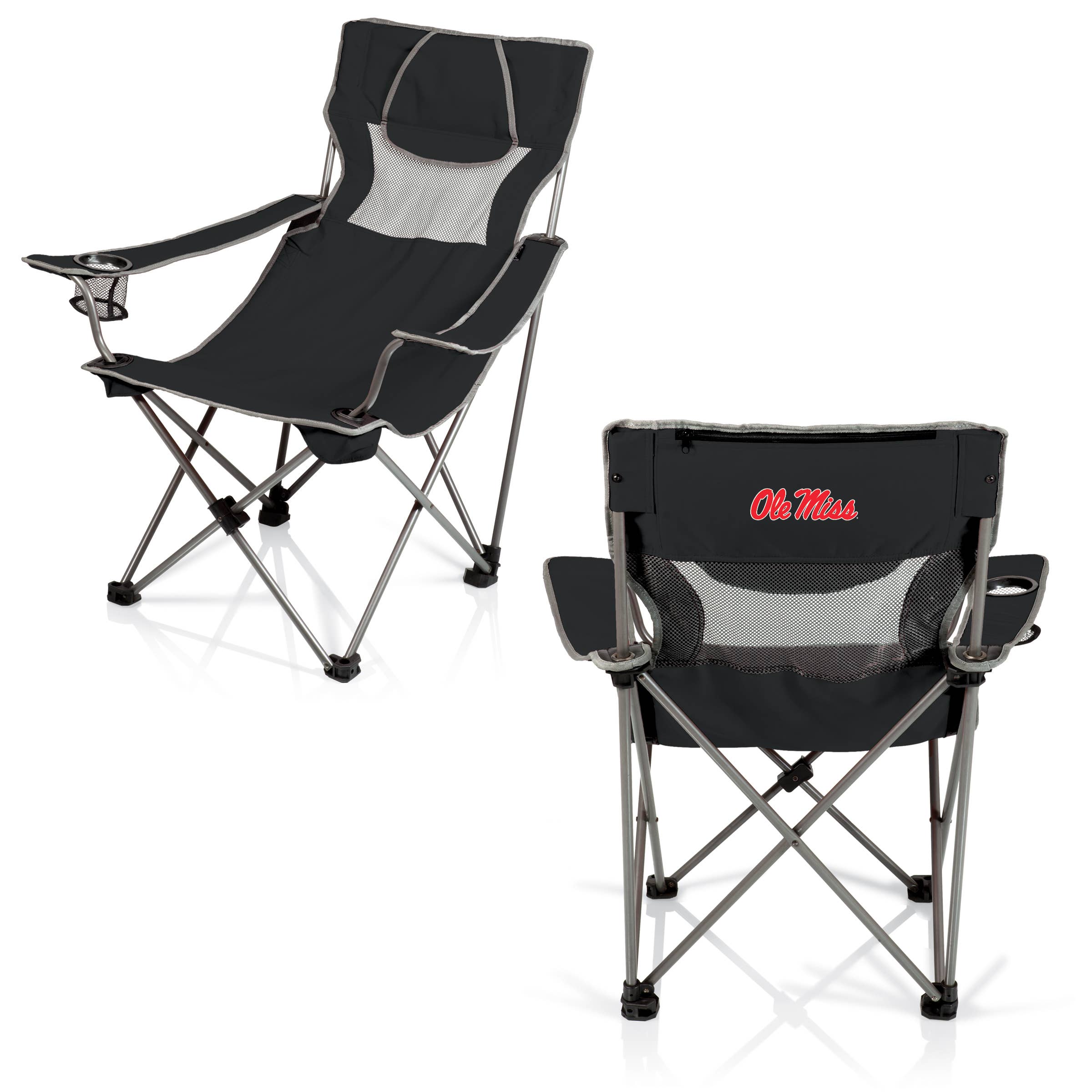 Black with Gray Accents Ole Miss Rebels Campsite Camp Chair for wholesale on Faire2
