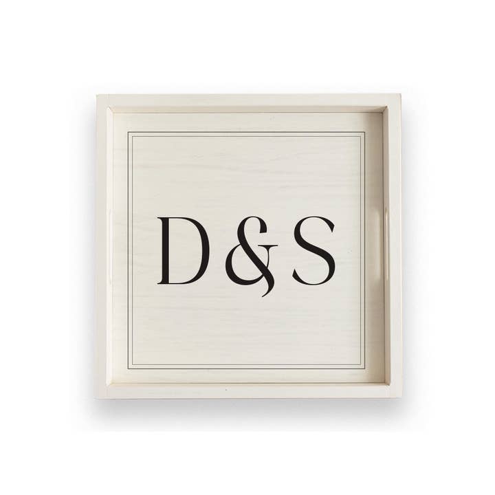Initials Square Personalized Wooden Serving Tray for wholesale by Rustic Marlin