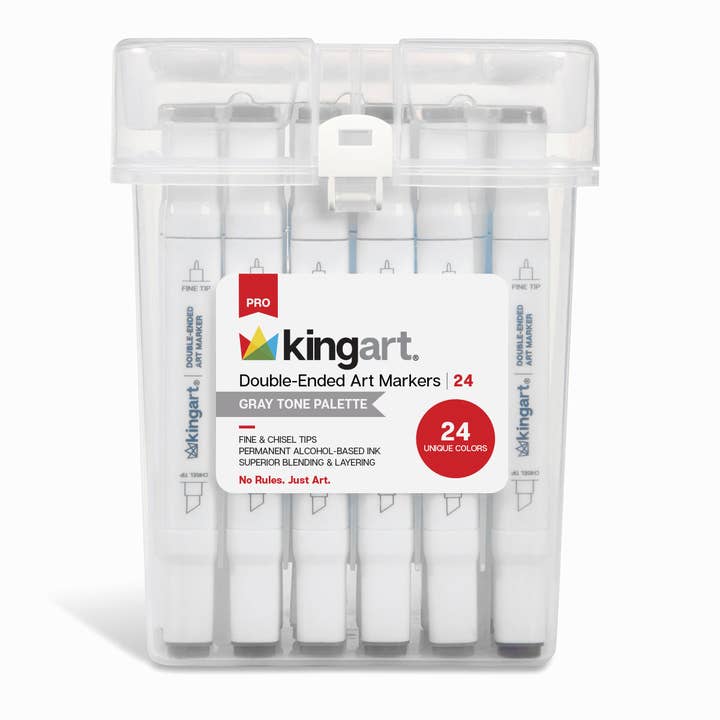 KINGART - Wholesale Marker - Double-Ended Alcohol Markers - 24 Gray Tone Colors6