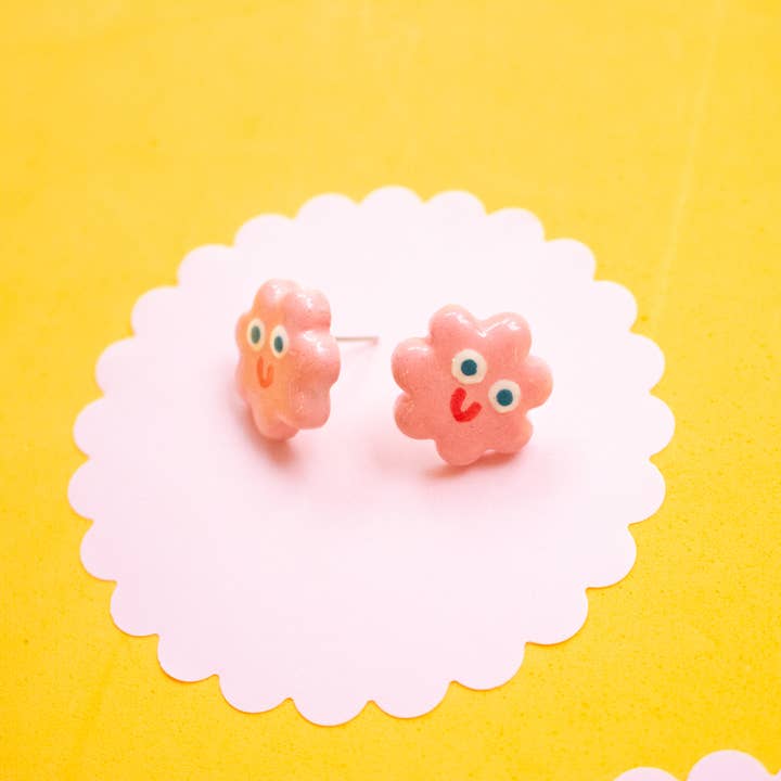 Ceramic Flower / Stud Earrings for wholesale by Ana Seixas