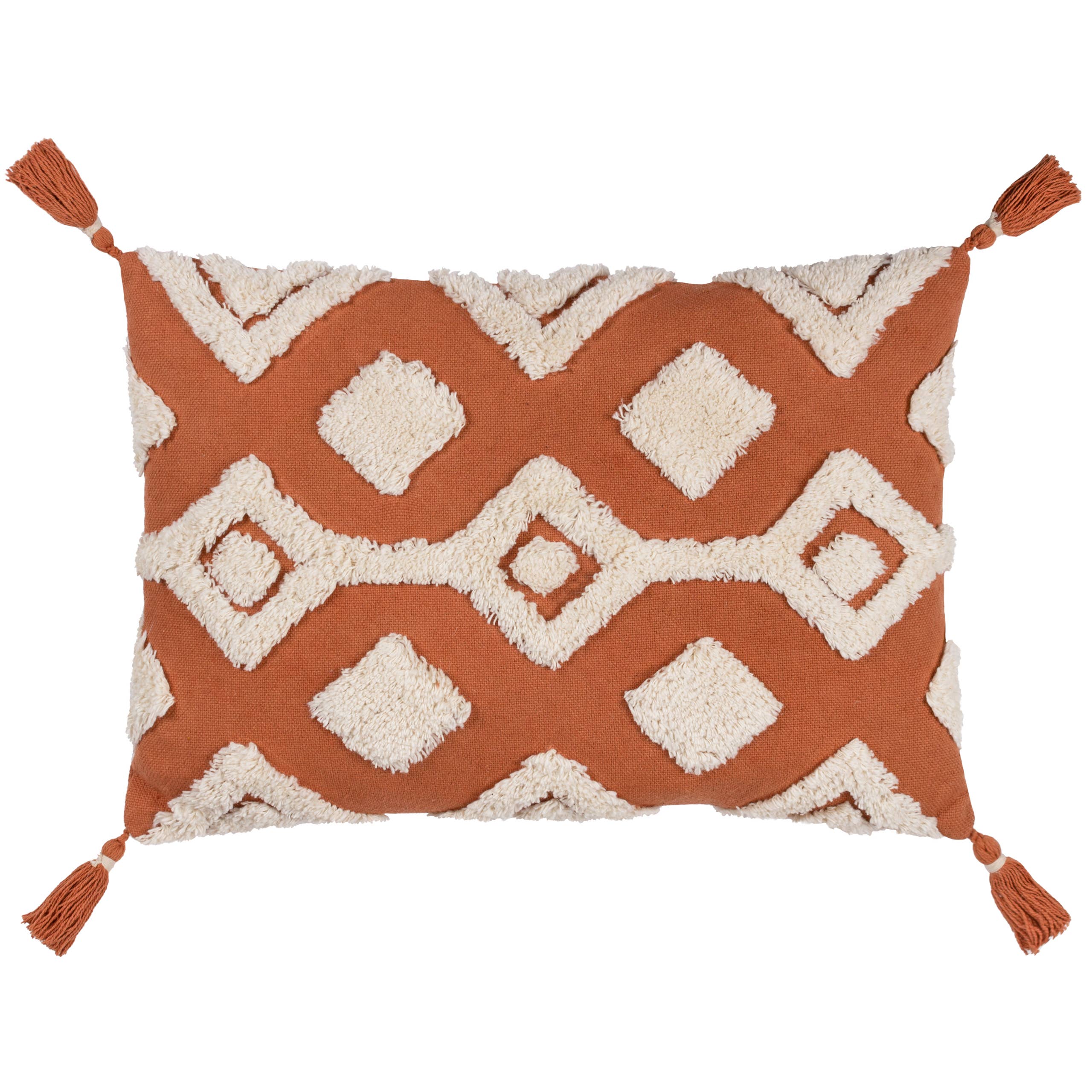 Dharma Tufted Tasselled Cushion Brick for wholesale on Faire1