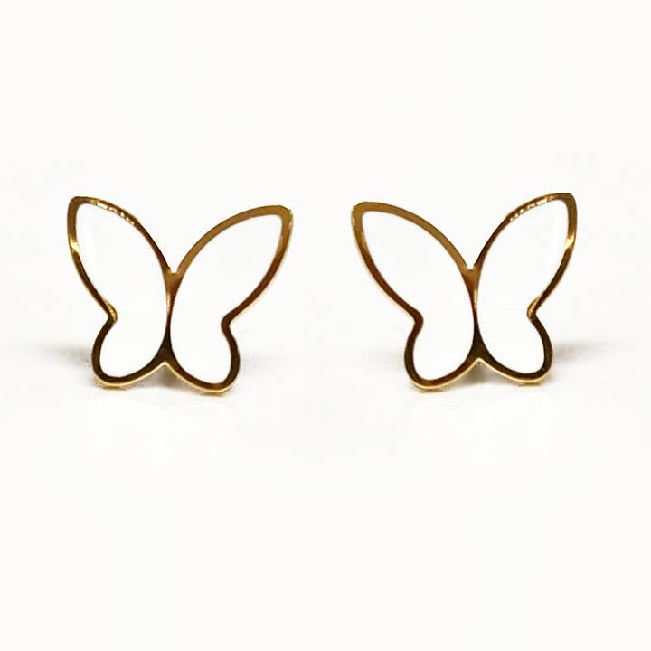 White Butterfly - Everyday Earrings (Yellow) for wholesale by Boogie Toes