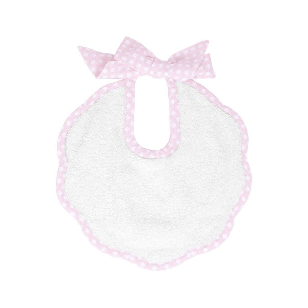 Louelle. - Wholesale Bib - Baby - Scalloped bib | dusty pink gingham0