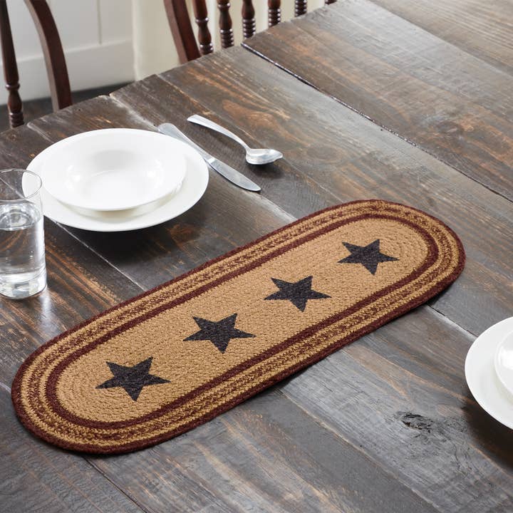 VHC Brands - Wholesale Table Runner - Potomac Jute Runner Stencil Stars 8x24