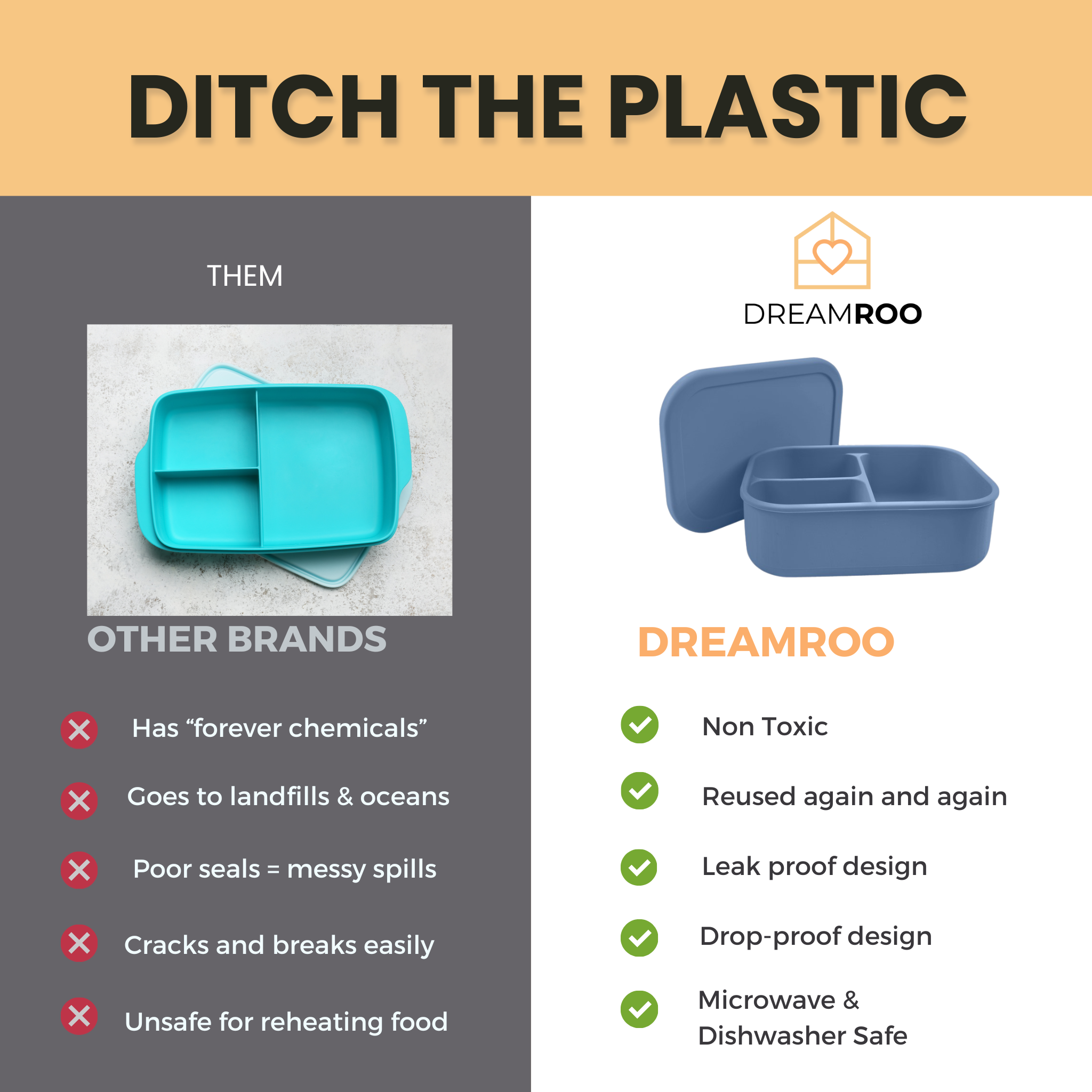 Dreamroo – Marmita/lancheira - Criança por atacado – A Bento Box - Tampa Dividida2