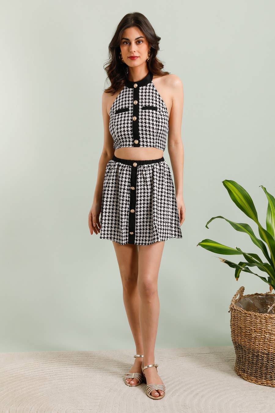 MOOYA – Engroshandel Top- og nederdelsæt - Dame – Haltertop-sæt med kort nederdel M1758