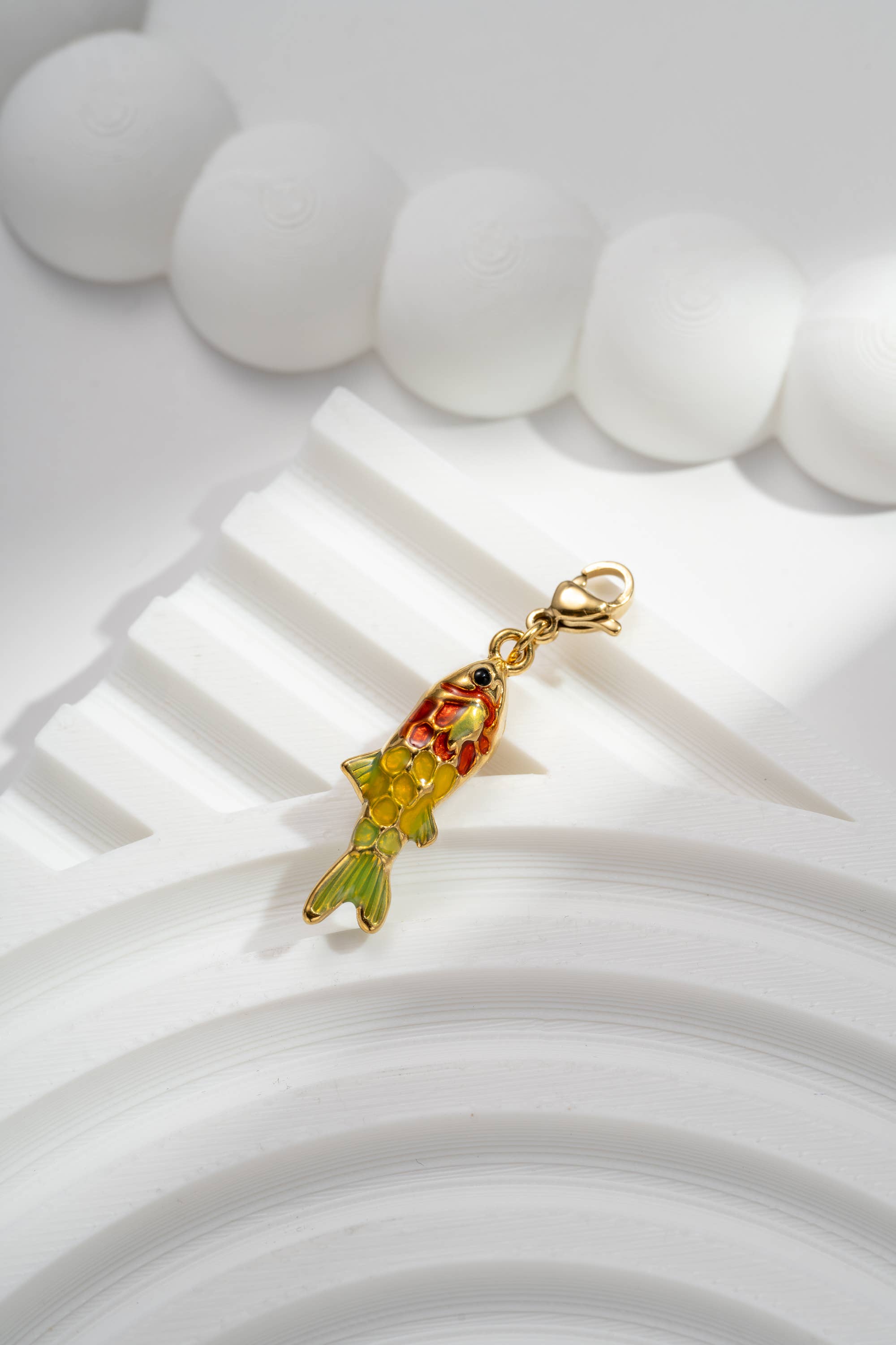 COSMOS - Wholesale Individual Charm/Pendant - Multicolored golden fish charm, bright, artistic1