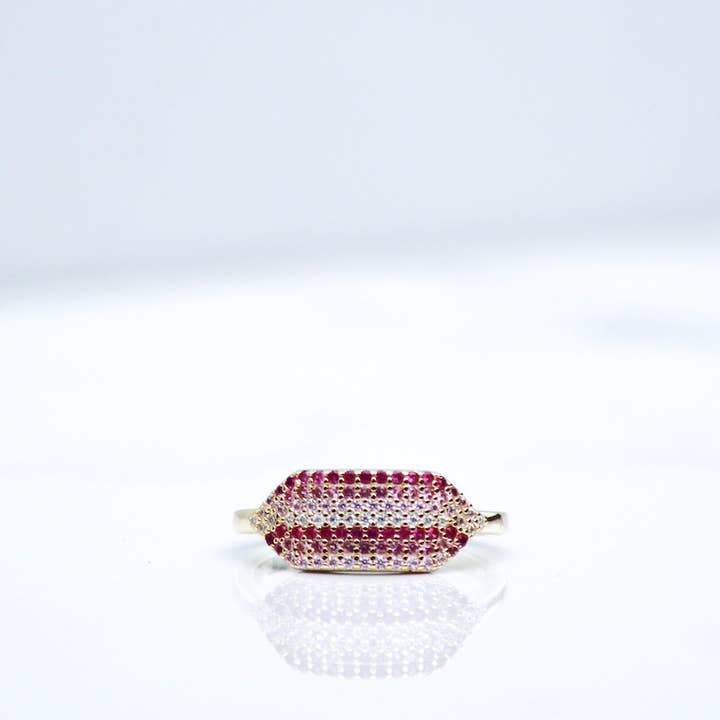 Native Gem - Wholesale Multi-Stone Ring - ZAZA STRIPE RING- PINK